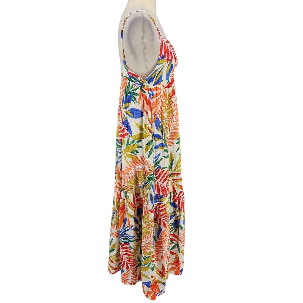 Sweet Lemon Tropical Maxi Dress – Multicolor Leaf Print Tiered Skirt - Picture 7 of 9